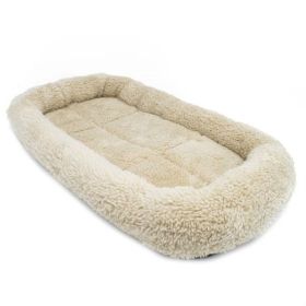 Small Dog or Cat Bed Comfy Pet Mat Cushion Faux Fur Fleece Beige