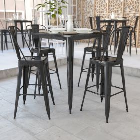 Commercial Grade 31.5" Square Metal Indoor-Outdoor Bar Height Table(D0102HE2X7A)