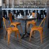 Commercial Grade 4 Pack Distressed Metal Indoor-Outdoor Stackable Chair(D0102HEI41A)