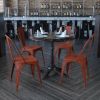 Commercial Grade 4 Pack Distressed Metal Indoor-Outdoor Stackable Chair(D0102HEI41V)