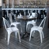 Commercial Grade 4 Pack Distressed Metal Indoor-Outdoor Stackable Chair(D0102HEI41W)