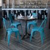 Commercial Grade 4 Pack Distressed Metal Indoor-Outdoor Stackable Chair(D0102HEI4BU)