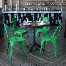 Commercial Grade 4 Pack Distressed Metal Indoor-Outdoor Stackable Chair(D0102HEI4BY)