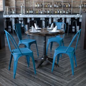Commercial Grade 4 Pack Distressed Metal Indoor-Outdoor Stackable Chair(D0102HEI4CV)