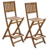 Folding Outdoor Bar Stools 2 pcs Solid Acacia Wood(D0102HEJ977)