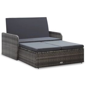 2 Piece Garden Lounge Set with Cushions Poly Rattan Gray(D0102HEJBI7)