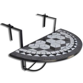 Hanging Balcony Table Black and White Mosaic(D0102HEJEIU)