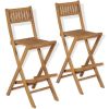 Folding Outdoor Bar Stools 2 pcs Solid Teak Wood(D0102HEJGSV)