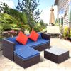 3 Piece Patio Sectional Wicker Rattan Outdoor Furniture Sofa Set(D0102HET137)