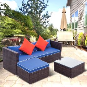 3 Piece Patio Sectional Wicker Rattan Outdoor Furniture Sofa Set(D0102HET137)