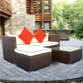 3 Piece Patio Sectional Wicker Rattan Outdoor Furniture Sofa Set(D0102HET1FW)