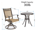 3 Piece Bistro Set, Cast Aluminum Dining Table Swivel Rocker Chairs Outdoor Patio Furniture(D0102HEVNN7)