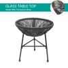 3-Piece All-Weather Patio Acapulco Bistro Furniture Set with 2 Chairs & Glass Top Table Black-dk(D0102HP64PW)