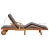 Sun Lounger with Cushion Solid Acacia Wood(D0102HEJB77)