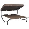 Outdoor Lounge Bed with Canopy and Pillows Brown(D0102HEJYFG)