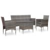 4 Piece Garden Lounge Set With Cushions Poly Rattan Gray(D0102HEJCPA)