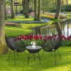 3-Piece All-Weather Patio Acapulco Bistro Furniture Set with 2 Chairs & Glass Top Table Black-dk(D0102HP64PW)