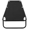 Folding Sun Lounger Black Steel(D0102HEJYGA)