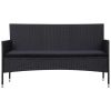 4 Piece Garden Lounge Set With Cushions Poly Rattan Black(D0102HEJCPV)