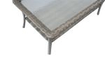 4-Piece Metal Frame Wicker Patio Conversation Set w/ Olefin Cushions(D0102HEYKIV)