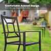 MEOOEM Outdoor Metal Dining Chairs Set of 2 Patio Metal Steel Chair for for Garden, Backyard, Living Room, Black(D0102HP64EG)