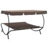 Outdoor Lounge Bed with Canopy and Pillows Brown(D0102HEJYFG)