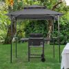 Outdoor Grill Gazebo 8 x 5 Ft, Shelter Tent, Double Tier Soft Top Canopy and Steel Frame with hook and Bar Counters, Grey-dk(D0102HP641W)