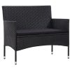 4 Piece Garden Lounge Set with Cushions Poly Rattan Black(D0102HEJCEG)