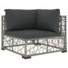 6 Piece Garden Lounge Set with Cushions Poly Rattan Gray(D0102HEJDBA)