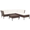 6 Piece Garden Lounge Set with Cushions Poly Rattan Brown(D0102HEJMFY)