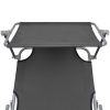 Folding Sun Lounger with Canopy Grey Aluminium(D0102HEJYLV)