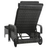 Sun Lounger with Wheels Poly Rattan Anthracite(D0102HEJZYG)
