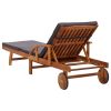 Sun Lounger with Cushion Solid Acacia Wood(D0102HEJB77)