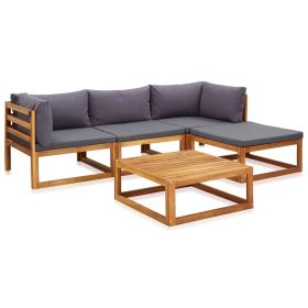 5 Piece Garden Lounge Set with Cushions Solid Acacia Wood(D0102HEJC27)