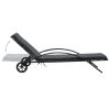 Sun Lounger with Cushion & Wheels Poly Rattan Anthracite(D0102HEJYIW)