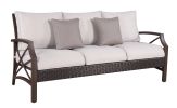 Modern Muse Alum Sofa Set 4pcs W/ Triple-Seat Sofa & Light Grey Olefin Cushion(D0102HECDIY)