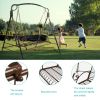 Hanging Iron Porch Swing Outdoor Patio Furniture Chair w/Armrests, Mounting Chains(D0102HHV30G)