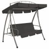 Outdoor Convertible Swing Bench with Canopy Anthracite 78"x47.2"x80.7" Steel(D0102HEJ0UG)