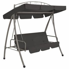 Outdoor Convertible Swing Bench with Canopy Anthracite 78"x47.2"x80.7" Steel(D0102HEJ0UG)
