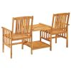 Garden Chairs with Tea Table 62.5"x24"x36.2" Solid Acacia Wood(D0102HEJCJA)