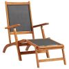 Sun Lounger Solid Acacia Wood and Textilene(D0102HEJCYV)