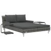 2-Person Garden Sun Bed with Cushions Poly Rattan Gray(D0102HEJDXA)