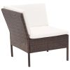 3 Piece Garden Lounge Set with Cushions Poly Rattan Brown(D0102HEJZ5W)
