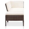 3 Piece Garden Lounge Set with Cushions Poly Rattan Brown(D0102HEJZ5W)