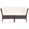 6 Piece Garden Lounge Set with Cushions Poly Rattan Brown(D0102HEJMFY)