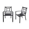 MEOOEM Outdoor Metal Dining Chairs Set of 2 Patio Metal Steel Chair for for Garden, Backyard, Living Room, Black(D0102HP64EG)