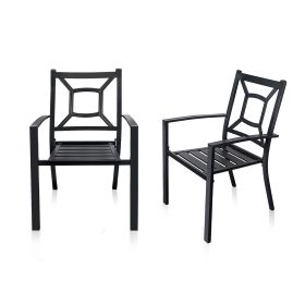 MEOOEM Outdoor Metal Dining Chairs Set of 2 Patio Metal Steel Chair for for Garden, Backyard, Living Room, Black(D0102HP64EG)