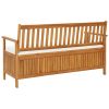 Storage Bench with Cushion 58.2" Solid Acacia Wood(D0102HEJCIA)