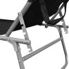 Folding Sun Lounger with Canopy Black Aluminium(D0102HEJYQU)