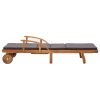Sun Lounger with Cushion Solid Acacia Wood(D0102HEJB77)